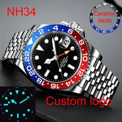 Custom New  Men Mechanical Wristwatch Jubilee Stainless NH34 GMT Watch Sapphire Glass Men Watches reloj hombre