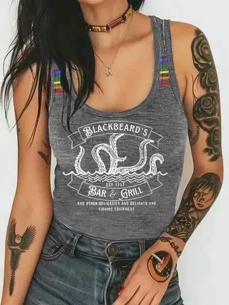 

Blackbeard's Bar And Grill Rainbow Lgbt Lesbian Art Print Casual Shirt Women's Sexy Tank Top