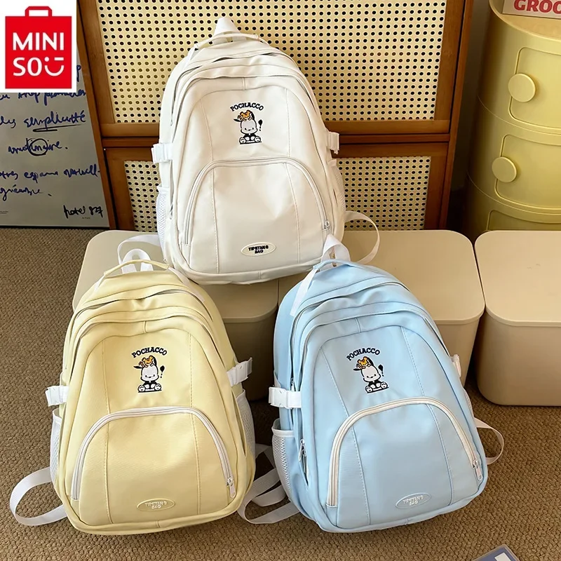 

MINISO Sanrio Cartoon Embroidery Versatile Backpack for Students High Quality Canvas Large Capacity Storage Backpack