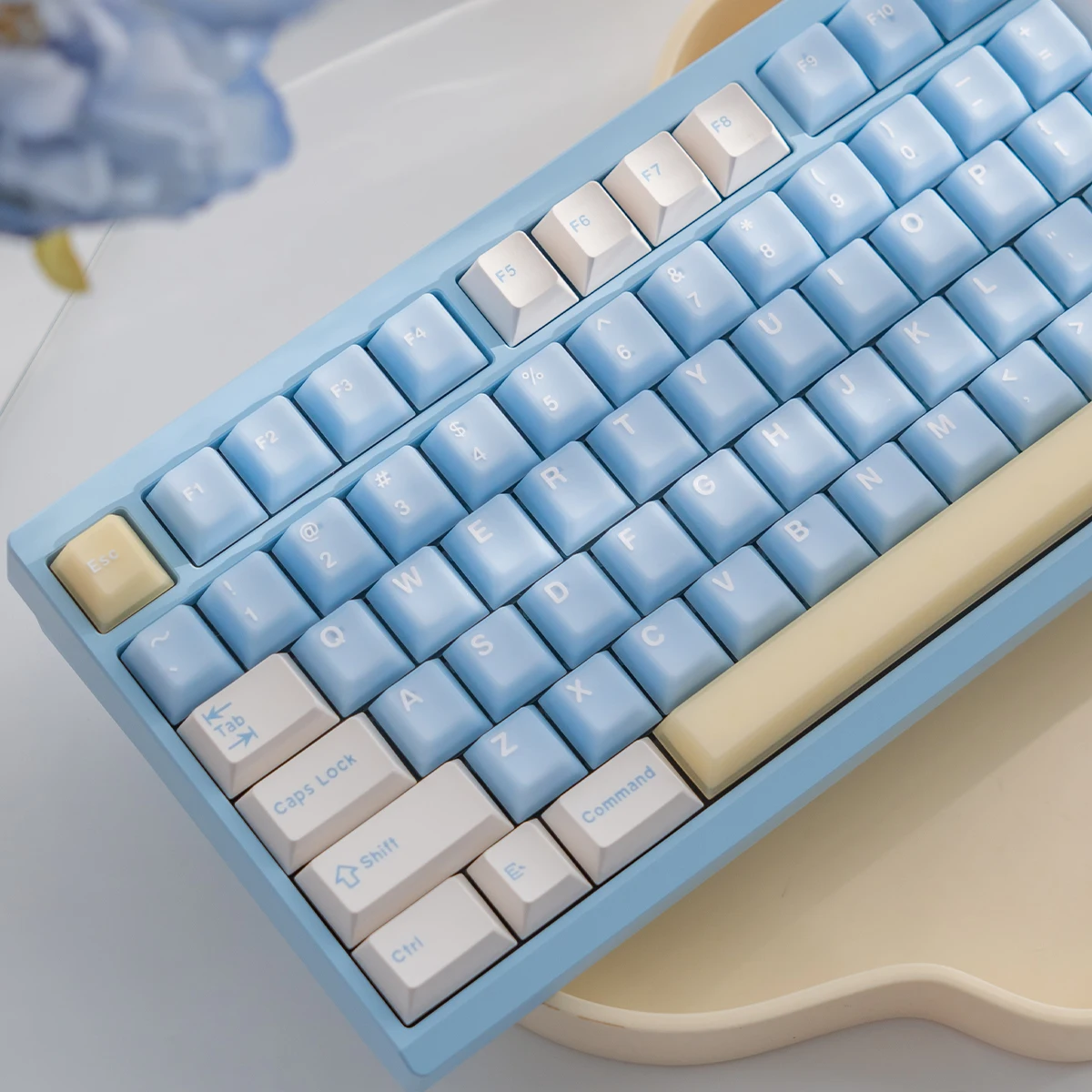 Bloqueio de cor bonito keycaps semi transparente teclado mecânico keycaps cereja perfil azul rosa 164 keycaps personalizado