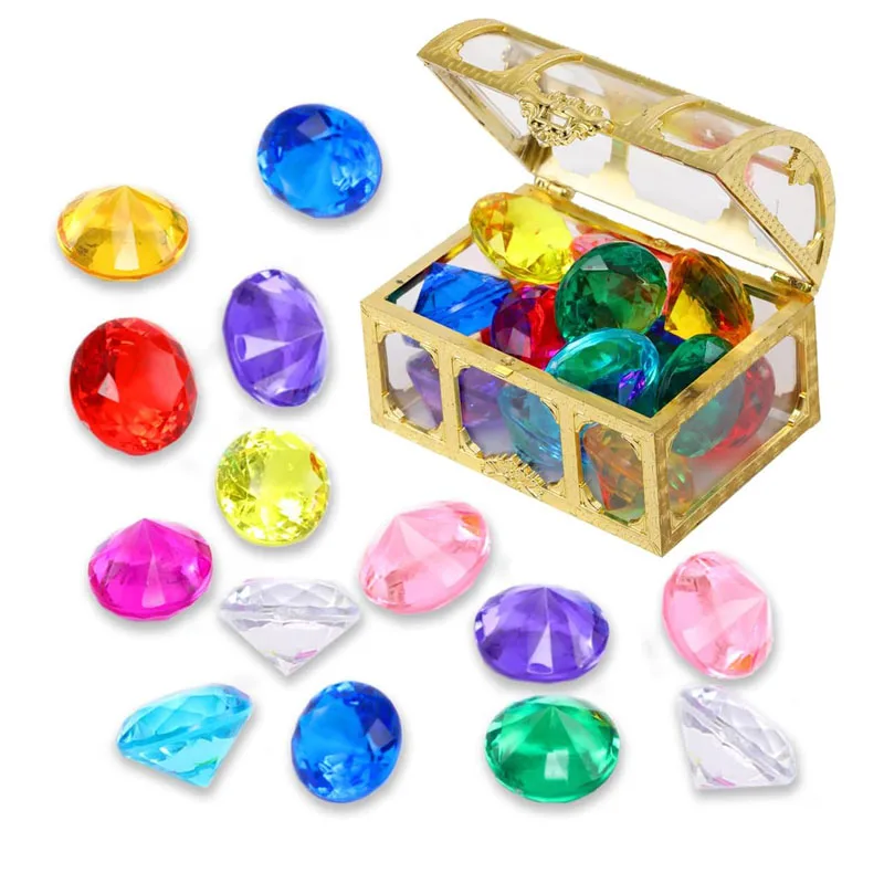 Novelty Pirate Treasure Chest Box For Kids Diamond Gems Stones Toys Birthday Gift Party Favors Juguetes Divertidos