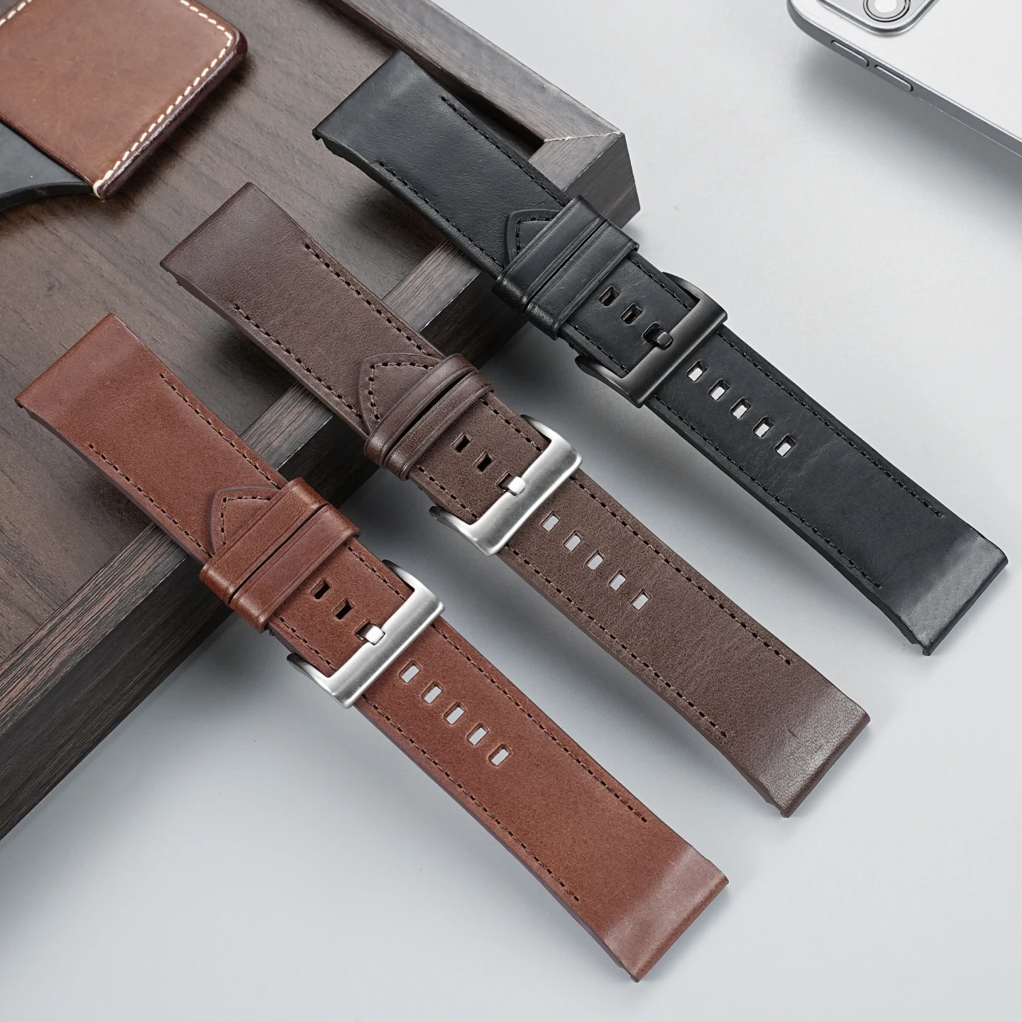 Premium QuickFit -Leather Watch Strap 22mm/26mm |for Garmin Fenix 8,7X/7 Pro,6X/6 Pro,5X/5 Plus,Enduro 3/2 Replacement Bracelet