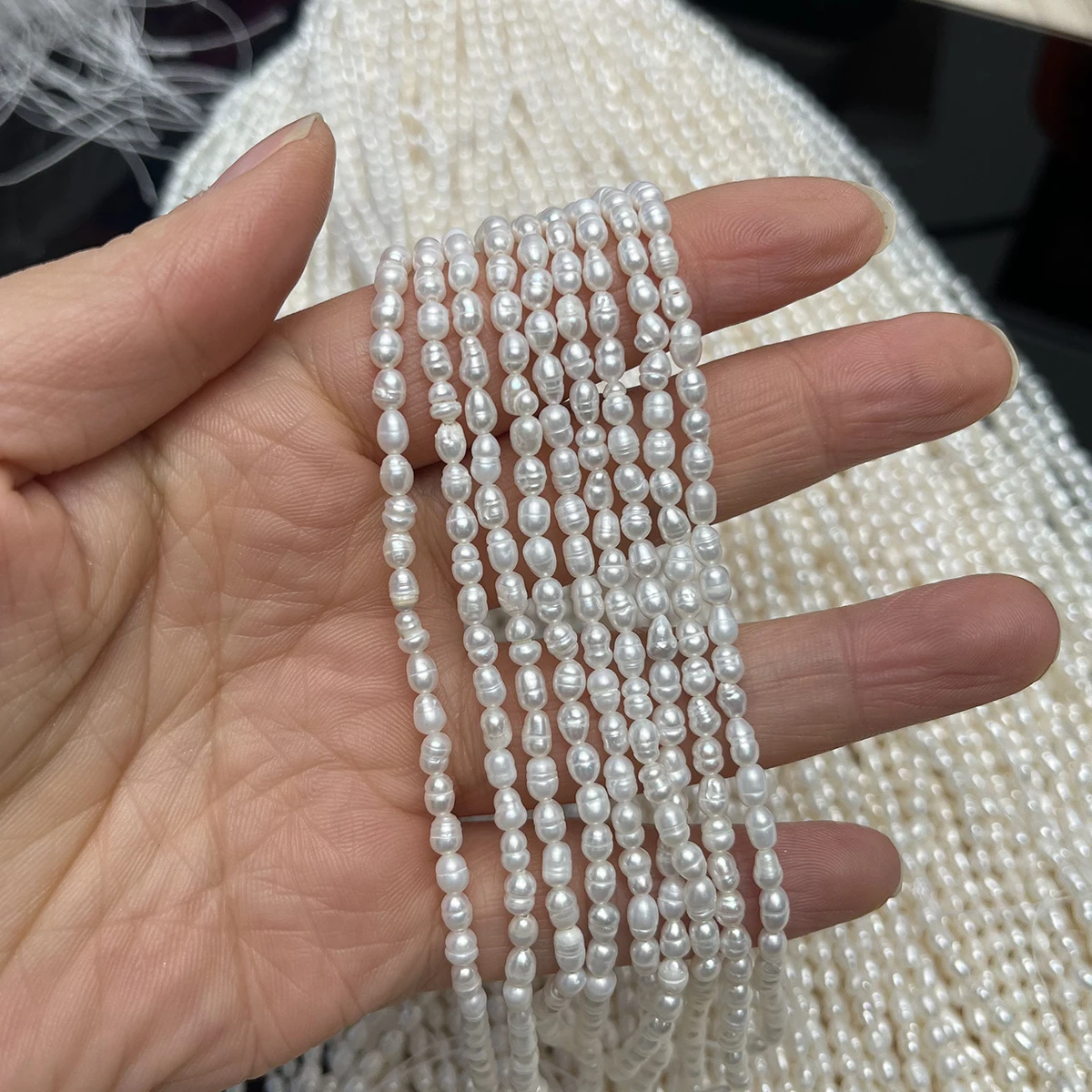 

2.5-3.2mm Irregular Threaded Rice Polished Bead Natural Freshwater Pearl Jewelry Make DIY Necklace Bracelet Accessories Women