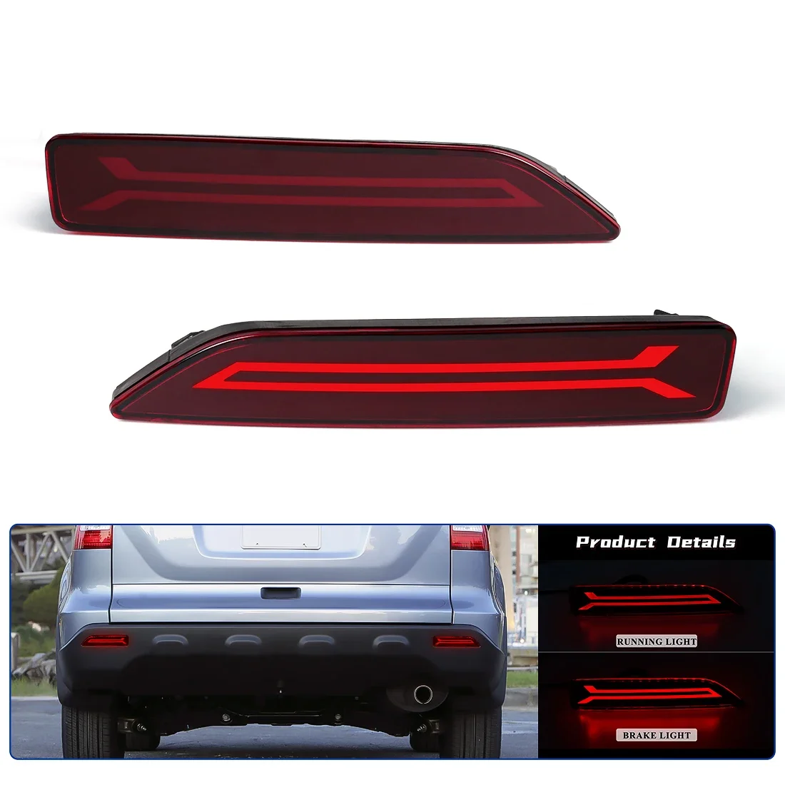 

Car Rear Bumper Reflector Brake Warning Lights For Honda CRV CR-V 2007 2008 2009 Fog Lamp Dynamic Turn Signal Lamps Accessories