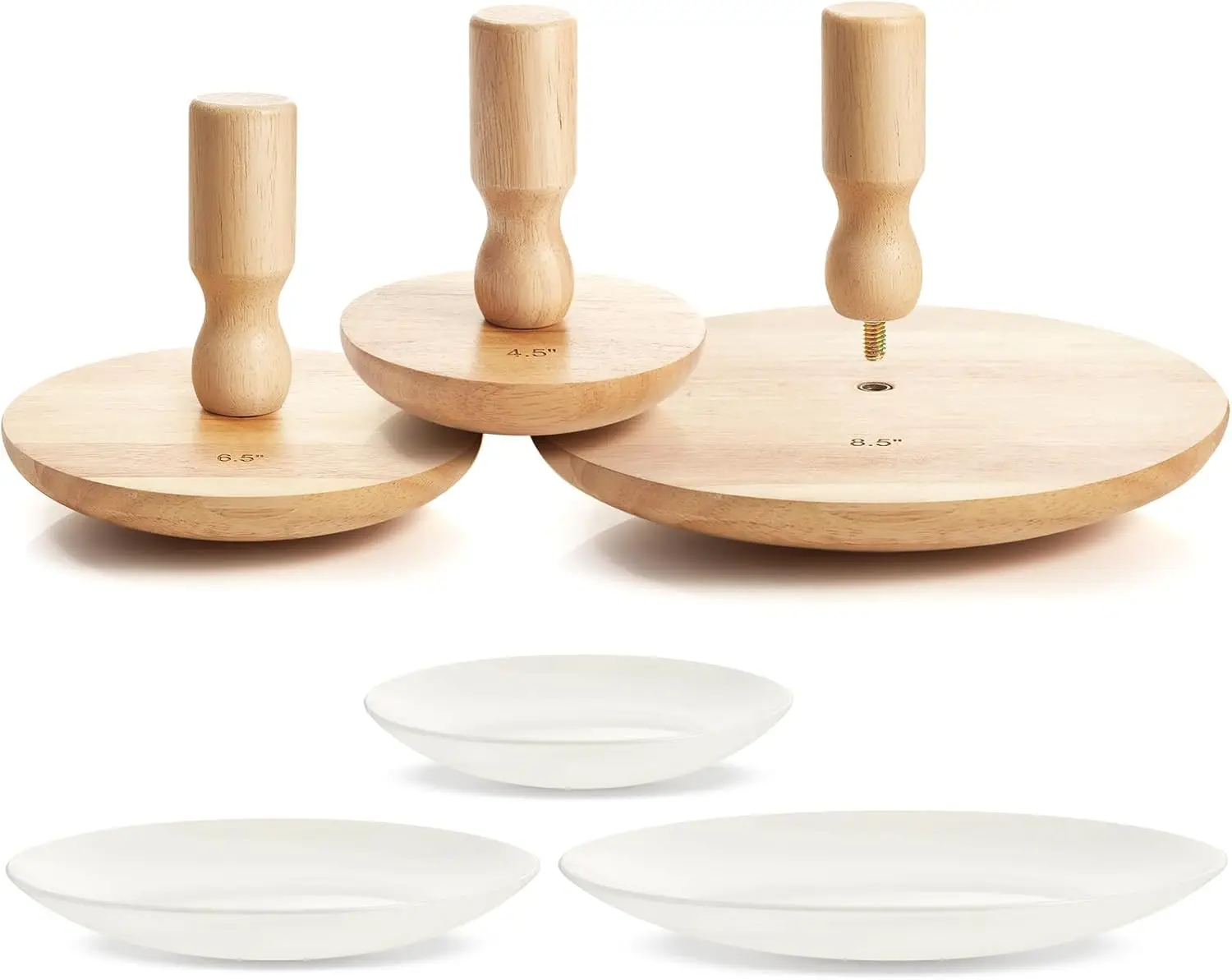 

3 Pack Pottery Molds 4. 5'', 6. 5'', 8. 5'' Plaster Molds Wood Pottery Tools with Handle Ceramic Tools for Ceramic Top Fo