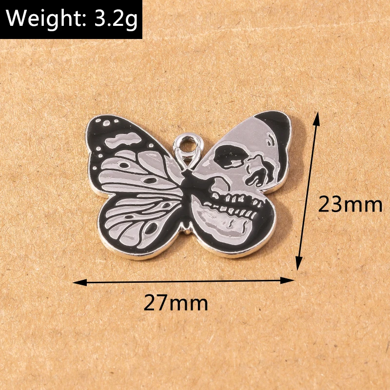 10 teile/los halloween schmetterling schädel bezaubert fledermaus anhänger für schmuck herstellung halskette ohrringe diy halloween geschenk zubehör – Detail 6
