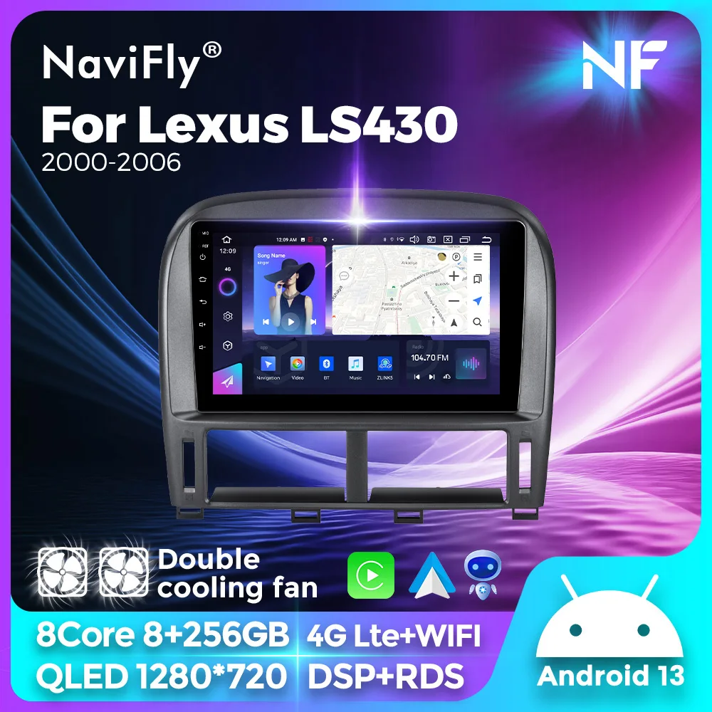 Navifly For Lexus LS430 2000-2006 Wireless Carplay 9inch Android All In One Car Radio Multimedia Video Stereo Player GPS DSP RDS