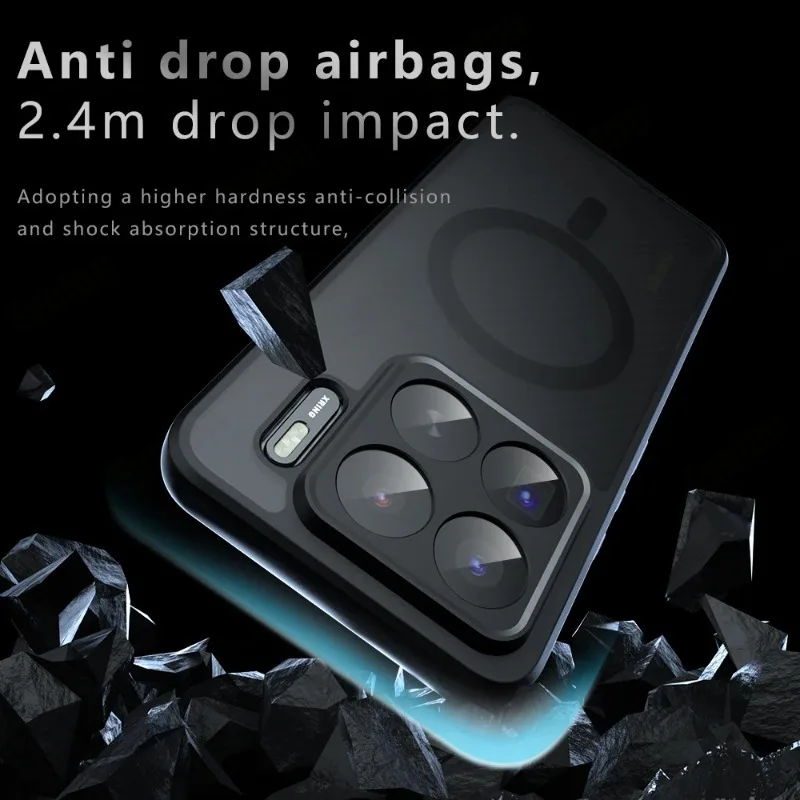 

Для Xiaomi 15T Pro Magsafe магнитный акриловый матовый чехол для Mi 15T Pro противоударный прозрачный чехол для телефона жесткий бампер