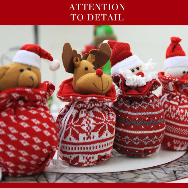 สร้างสรรค์ใหม่ทอ3D Christmas Apple Bag Christmas Gift Bag,Snowman,Father Christmas,Moose,หมี Christmas Candy Bag