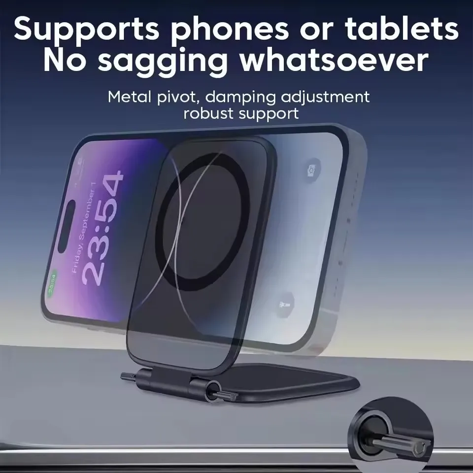 Ultra-thin Magnetic Phone Holder Foldable Portable Mount Magnetic Car Cell Phones Bracket Vehicle Navigation Universal Stand view 2