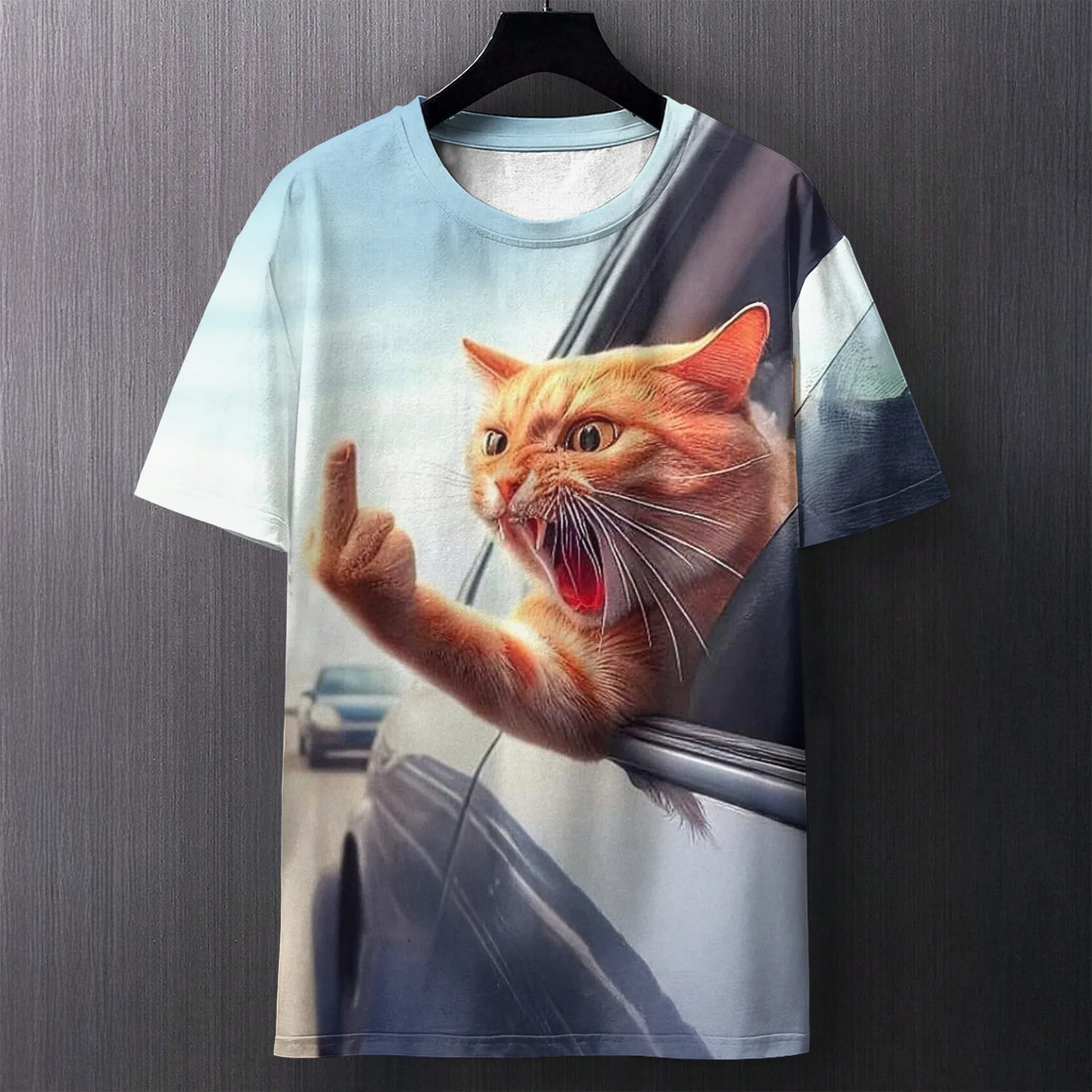 New Funny Angry Cat 3D Print T-Shirts Men Women Streetwear Tees Short Sleeve Round Neck T Shirt Harajuku Y2K Tops Men's Clothing