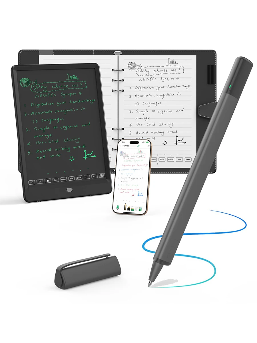 SyncPen 4 Smart Pen mit digitalem Notizbuch, digitaler Stift, synchronisierbarer Stift, löschbarer Gelstift, Bluetooth, kabellos, OCR mit Notizblock