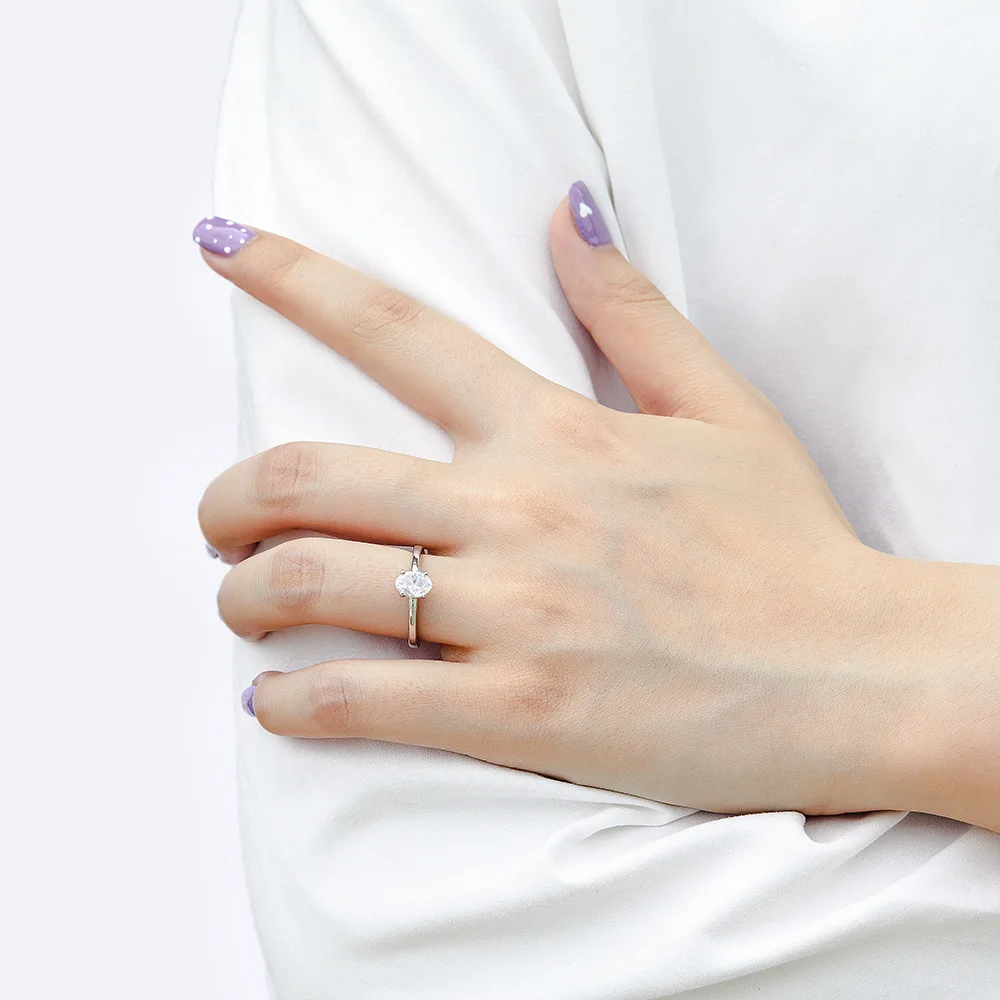 خاتم ذهبي عيار 18 قيراط PT950 بلاتينيوم S925 فضي 7 طبقات مطلي بالذهب على شكل بيضة للنساء خاتم ألماس على شكل بيضة عصرية #5