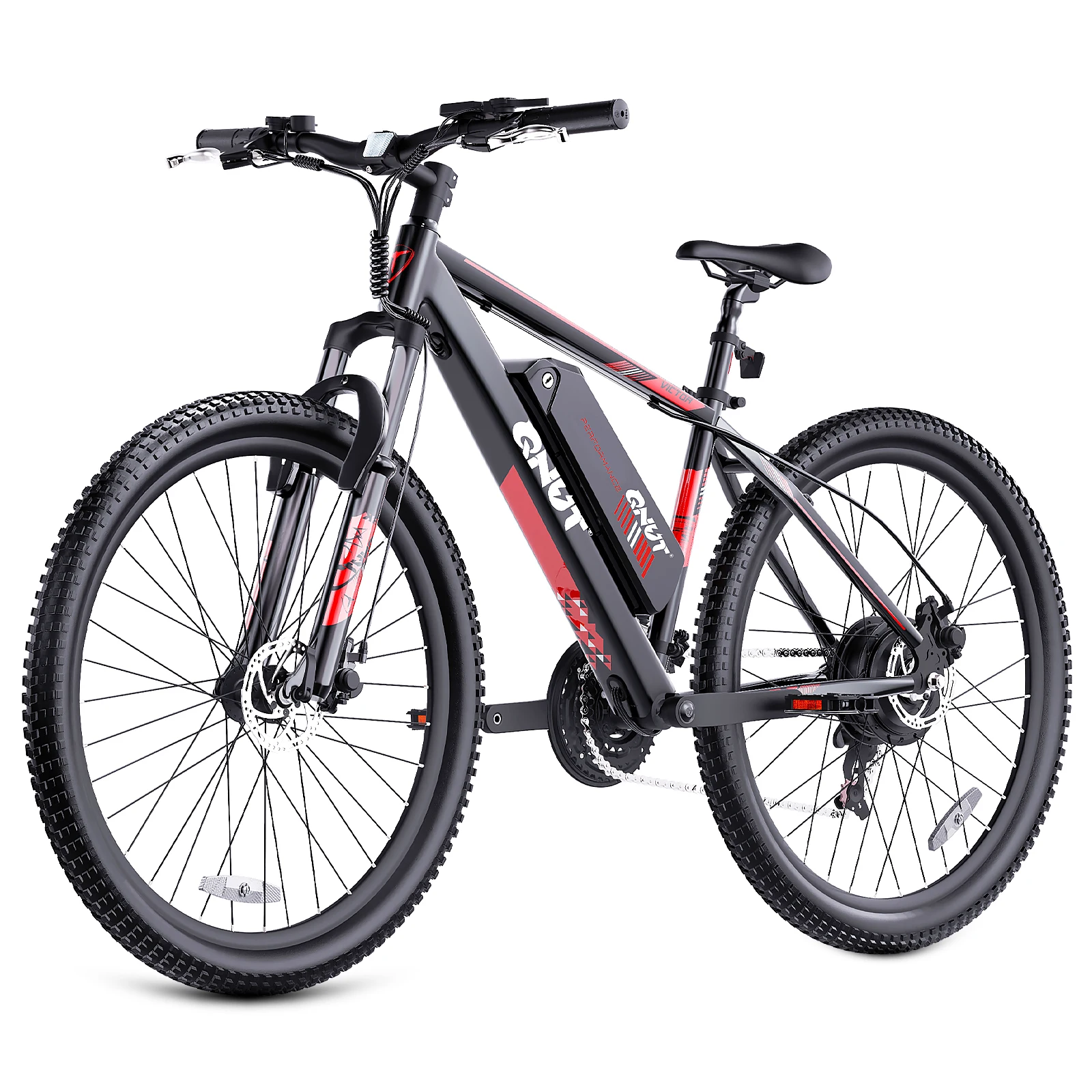 QNUT Adults Electric Bicycle,26" Electric Mountain Bike with 36V 10.4AH Battery Peak 1000W Motor,21 Speed Commuter Ebike for Adults