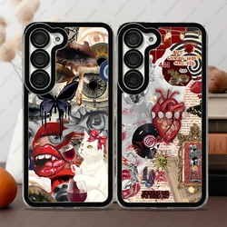 Phone Case For Samsung Galaxy S20 S21 S22 S23 S24 FE Plus Ultra A54 A53 A52 A34 5G TPU Soft Cover Dark Series Stickers