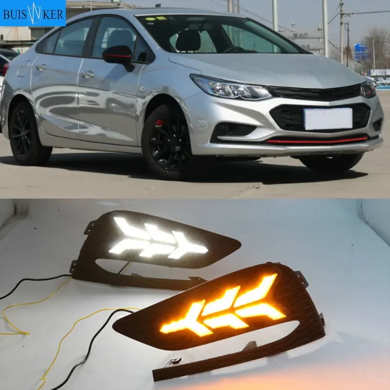 

2Pcs DRL For Chevrolet Cruze 2016 2017 2018 Daytime Running Lights fog lamp cover headlight 12V Daylight signal for Chevy