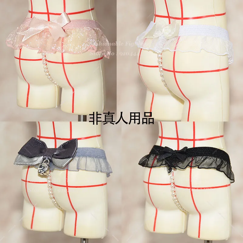 1/6 Women Soldier Briefs Bowknot Pearl Underwear Cute Mesh Lace Lingerie Costumes Accessory Fit 2Inch Action Figure Body Dolls