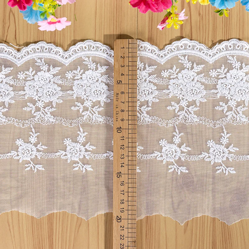 Beige lace trim 1yard/lot 20cm Beige, 20cm white embroidered gauze lace, antique lace fabric with retro floral