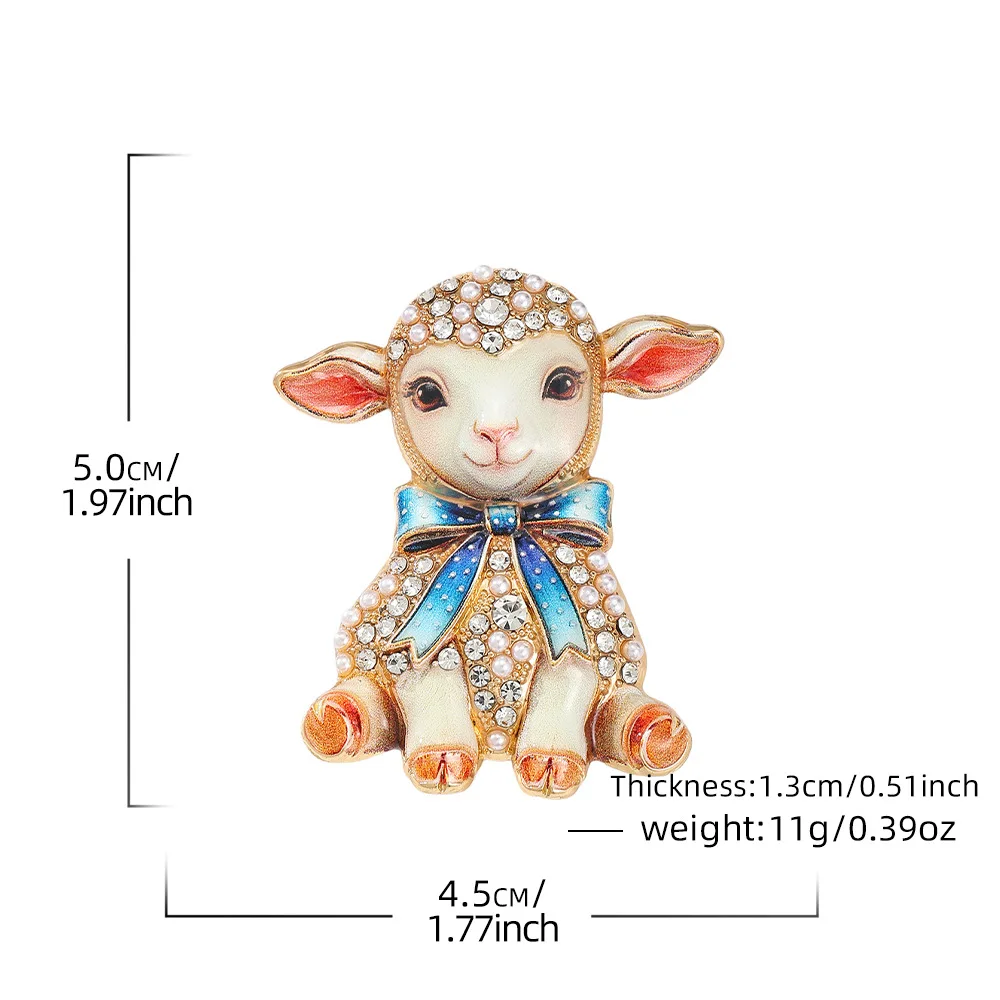 Vintage Lolita Lamb Enamel Brooch Court Dress Lamb Enamel Brooch Sheep Pin Elegant Animal Brooches Women Jewelry for Gifts