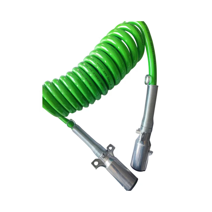 Heavy Duty 7-Way Coiled Trailer Adapter Cord 7-Pin ABS Cable for Semi Trucks Tractors