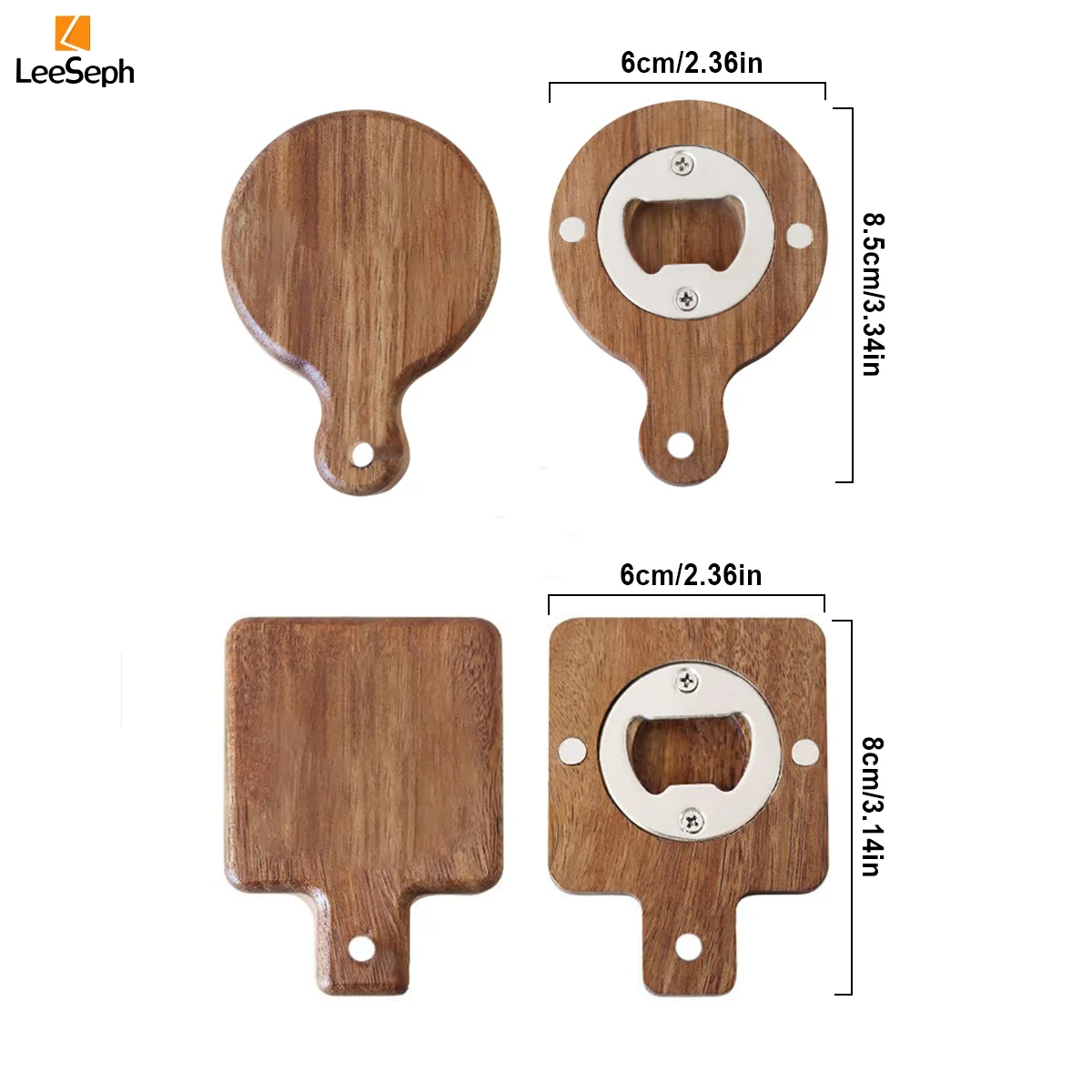 Leeseph Acacia Wood Bottle Opener, Personalized Creative Wood Magnetic Beer Bottle Opener, for Wedding Favors, Brewery, Bar