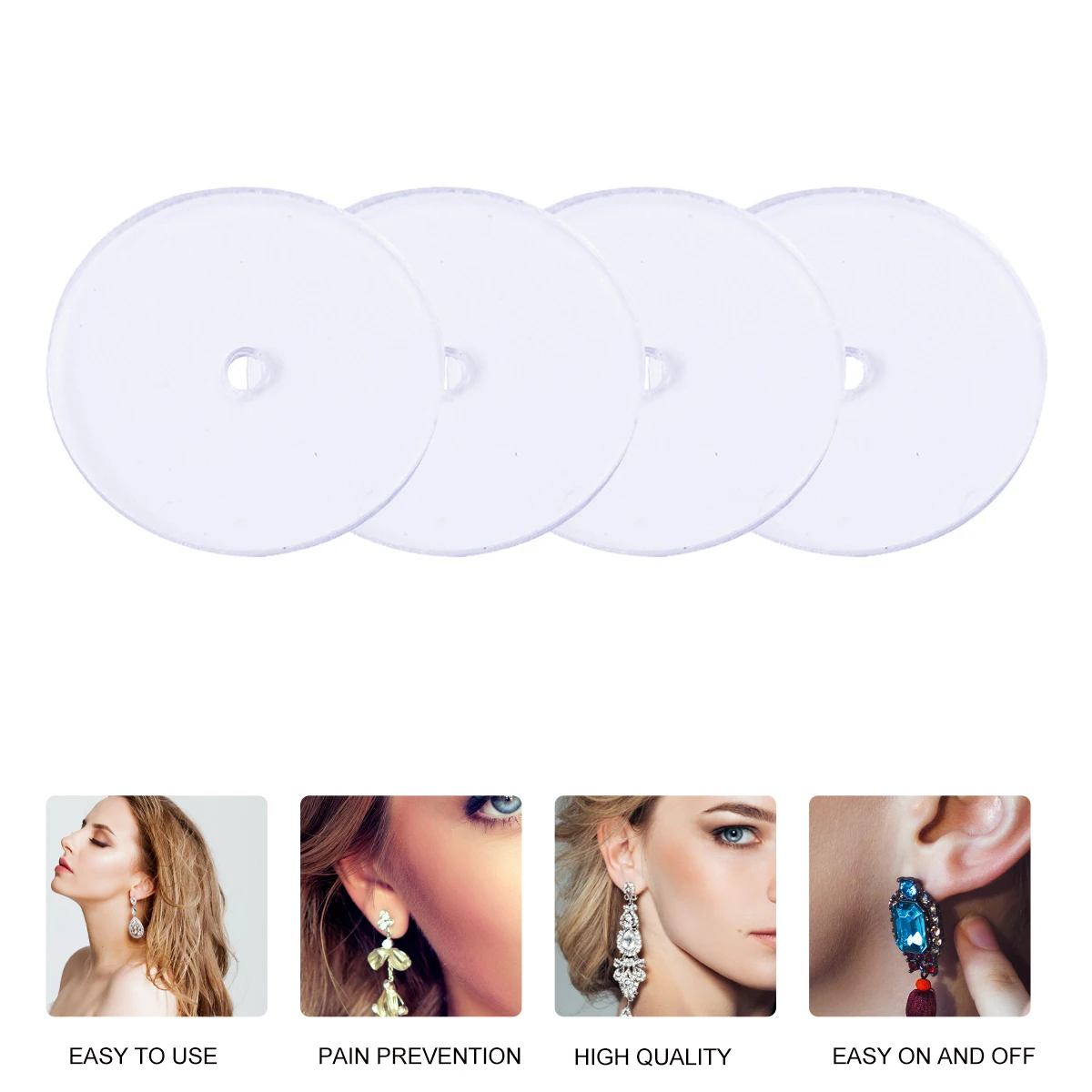 80/200pcs Earring Clear Disc Pad Stabilize Earring Plastic Ear Anti Pain Comfort Round Disc Kit For Earring Back Stopper Pad