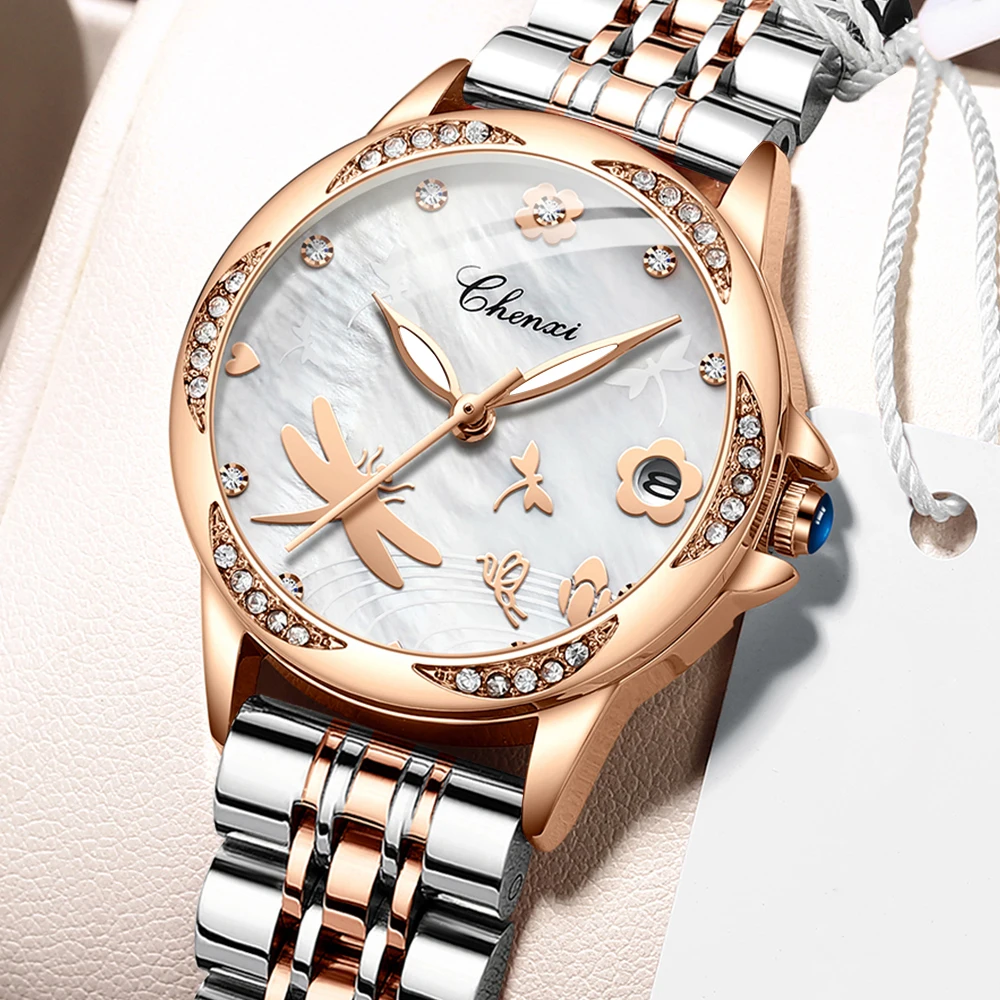 CHENXI Top Brand Luxury Ladies Watch Waterproof Dress Quartz Stainless Steel Wrist Watches Women Simple Casual Clock Reloj Mujer