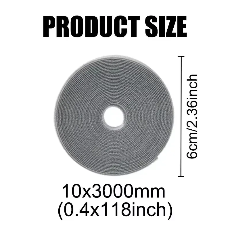 2/4/6Rolls Hook and Loop Cable Ties Black White Gray Cable Management Straps Reusable Wire Organizer for Charging Data Cables