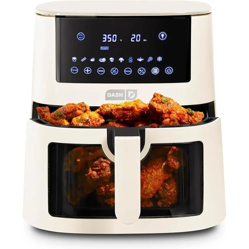Digital Air Fryer 7QT Clear View น้ํามันปรุงอาหารเพื่อสุขภาพฟรีอาหารกรอบ Easy Touchscreen Timer ตัวเลือกที่ตั้งไว้ล่วงหน้าสูตรขนาดครอบครัว