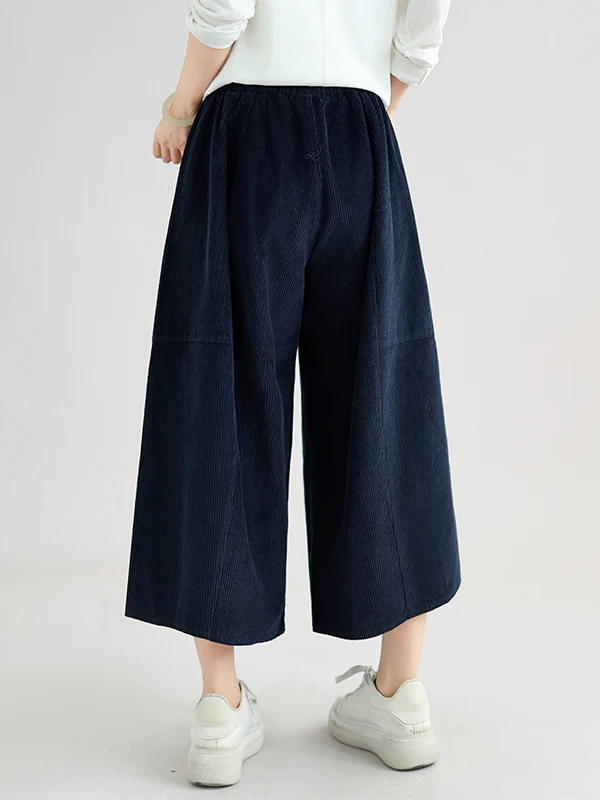 Retro Artistic Corduroy Wide Leg Pants Women's Loose Skirt Pants High Waist Slimming Casual Pants Autumn 2026 Fashion