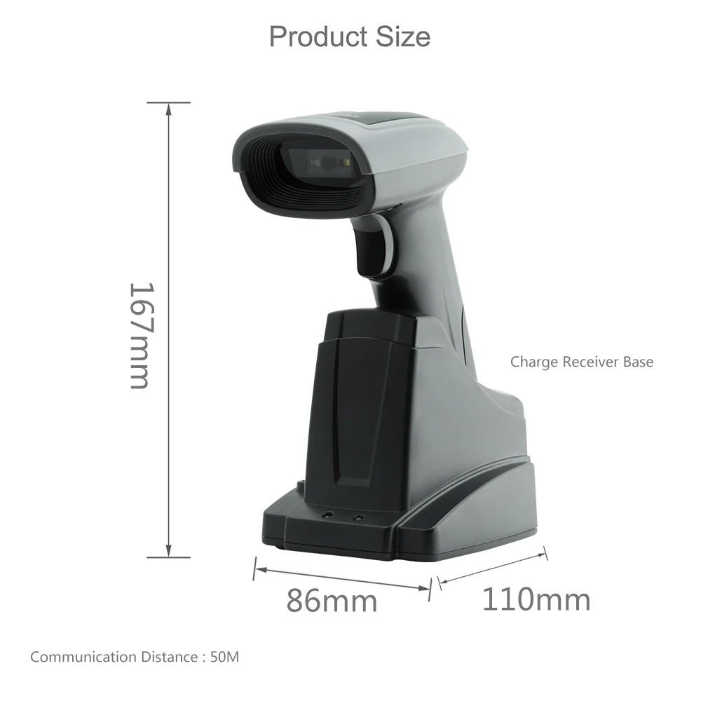 GTCODESTAR X-1901C Barcode Scanner Portable Scan Handheld POS CCD Barcode Wireless 2.4G Scanner Bar Code Reader with Stand