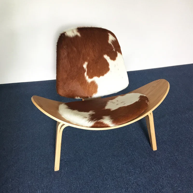 Three-Legged Shell Chair Ash Plywood Fabric Upholstery Living Room Furniture Modern Lounge Shell Chair dining chairs