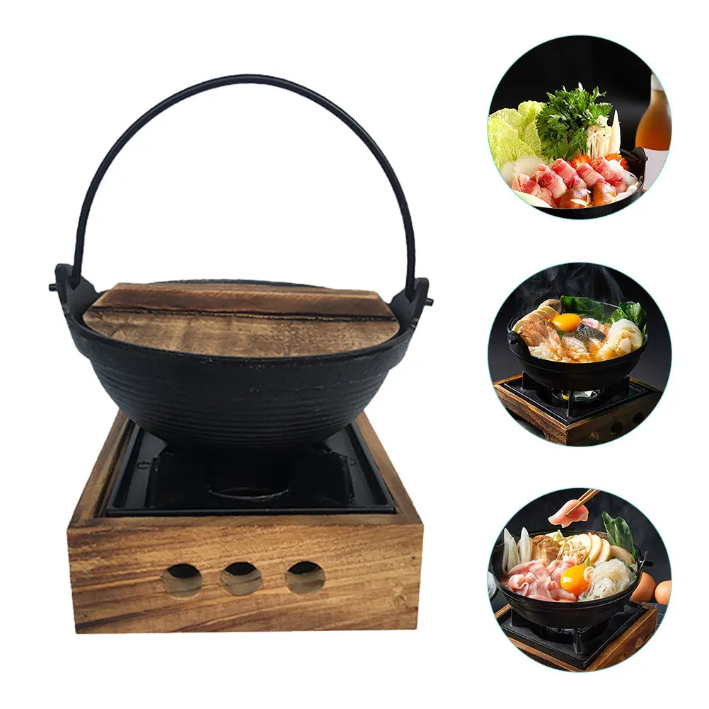 Olla de Hierro Fundido Resistente para Sukiyaki, Shabu, Ramen, Sopa, Ligera, Portátil, para Camping y Picnic, Antiadherente, Resistente a Altas Temperaturas