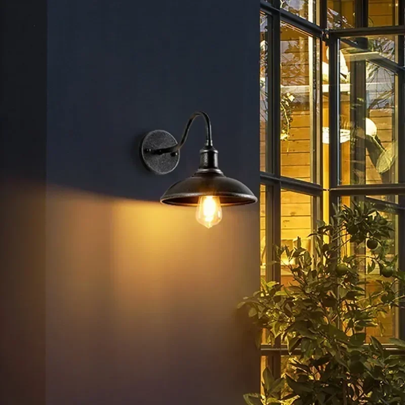 Outdoor LED Wand leuchte Industrie Loft wasserdichte Eisen leuchten für Innenhof Garten Balkon Wohnzimmer E27 Beleuchtung Wand rolle