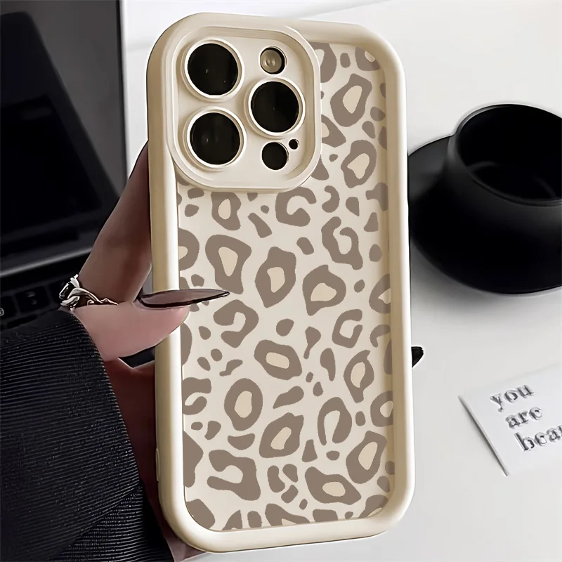 Funda de teléfono con estampado de leopardo, carcasa suave de silicona mate para iPhone 14 Pro, 11, 13, 12, 15 Pro Max, XR, XS, X, 7, 8 Plus, SE SE3