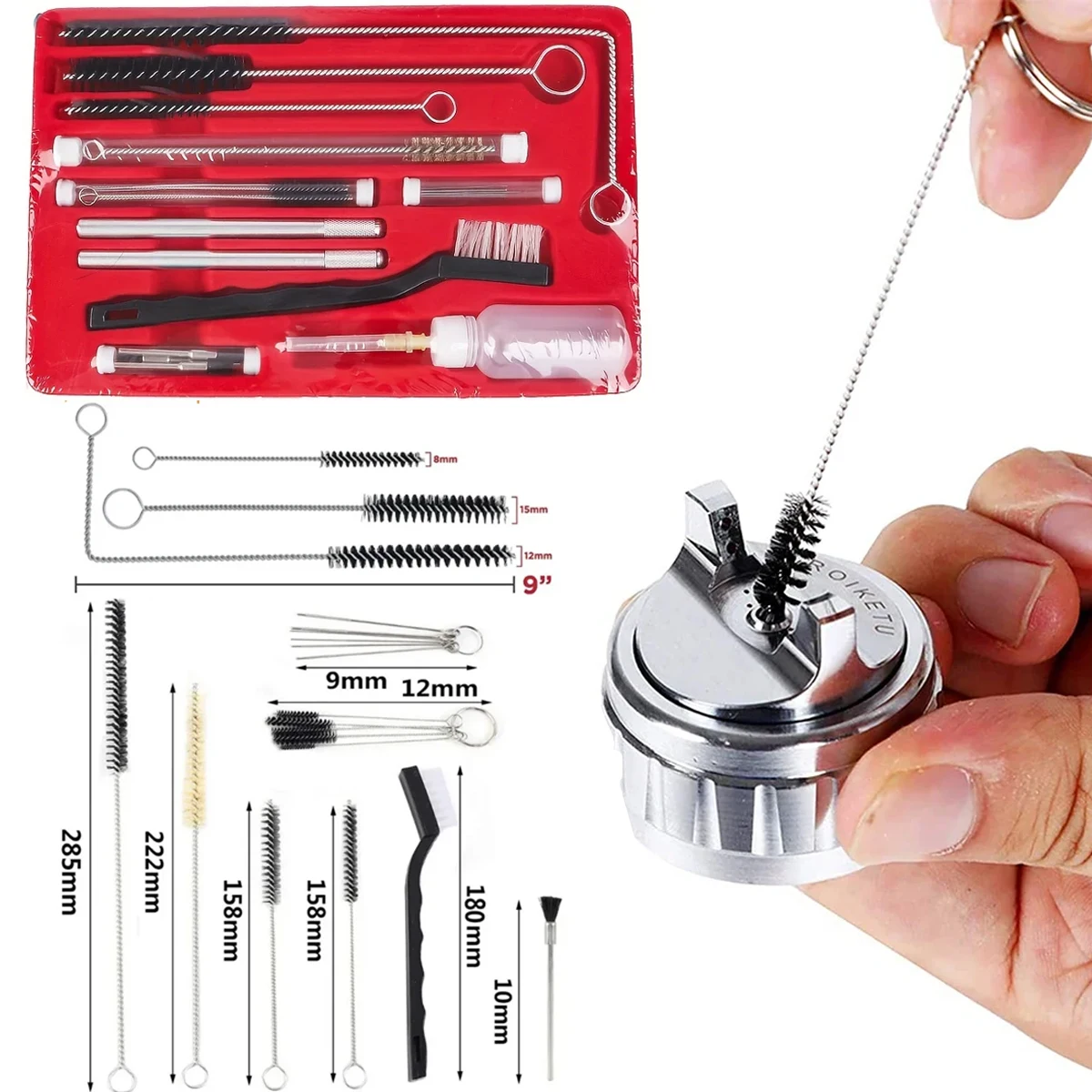 23/27 Piece Professional Spray Gun Cleaning Brush Set Paint Gun Cleaning Kit Cleaning Tools Paint brush To Clean Oil Stains