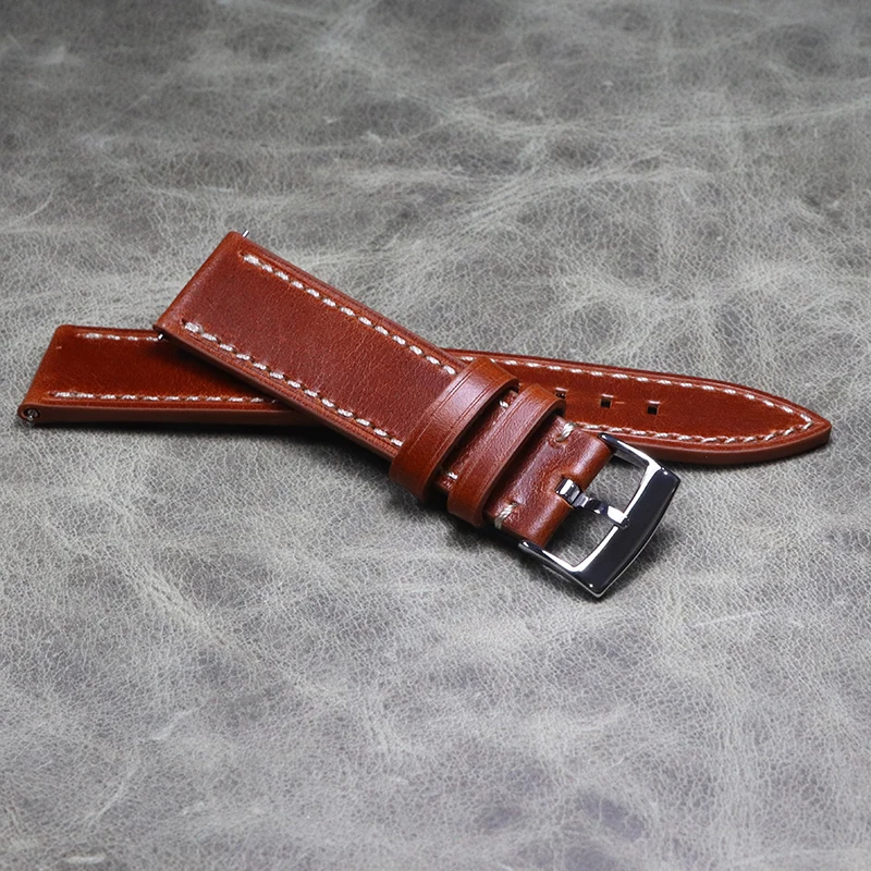 Quick Release Handmade Belt 18 19 20 21 22mm Oil Wax True Leather Watchband Vintage Breathable Bracelet Wrist Band Men Strap