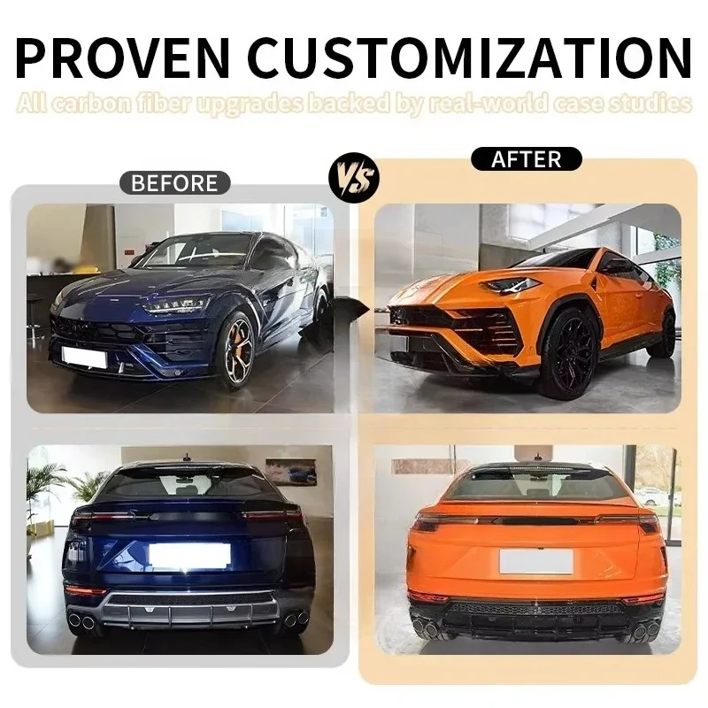 Dry Carbon Fiber OEM Style Body Kit for Urus Front Lip Side Skirts Rear Diffuser Roof Rear Spoiler Wheel Arch Fender