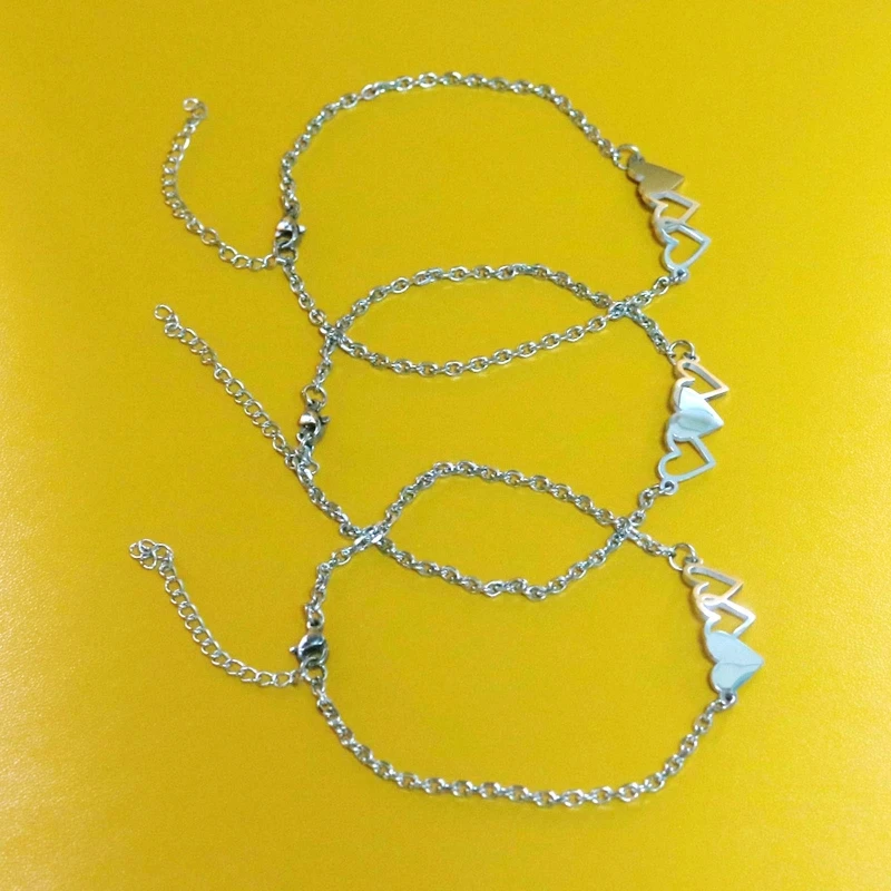 3 Sisters Bracelets Best Friends Necklace for 3 Set of 3 Heart Bracelets 3 BFF 3 Bestie Long Distance Friendship Gift