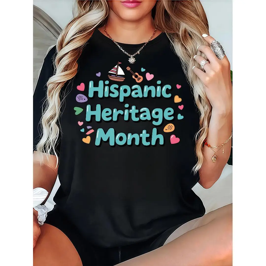 

Hispanic Heritage Month T-Shirt Latina Pride Graphic Tee Womens Cultural Celebration Gift Latinx Apparel