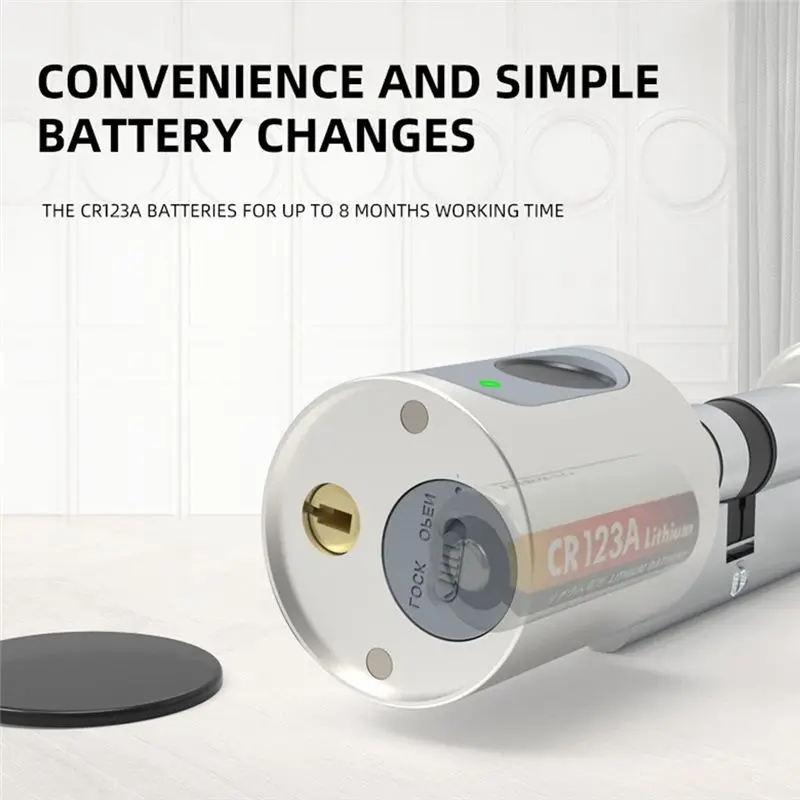 A89X  Home Cylinder Compact App Remote Bluetooth Door Lock Fingerprint Electronic Lock Black