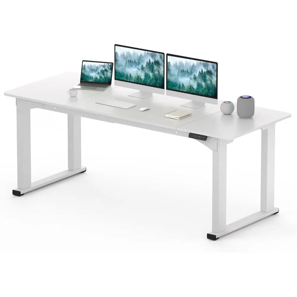 Electric Height Adjustable Standing Desk, 78x32 White, with Memory Presets for Home Office