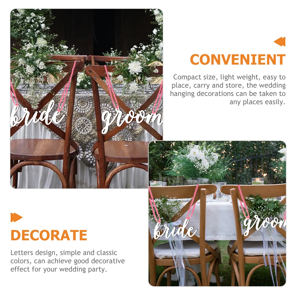 

Wedding Chair Rustic Groom Wedding Wooden Craft Bride Hanging Decoration Wooden Craft Party nament Aisle Accessories