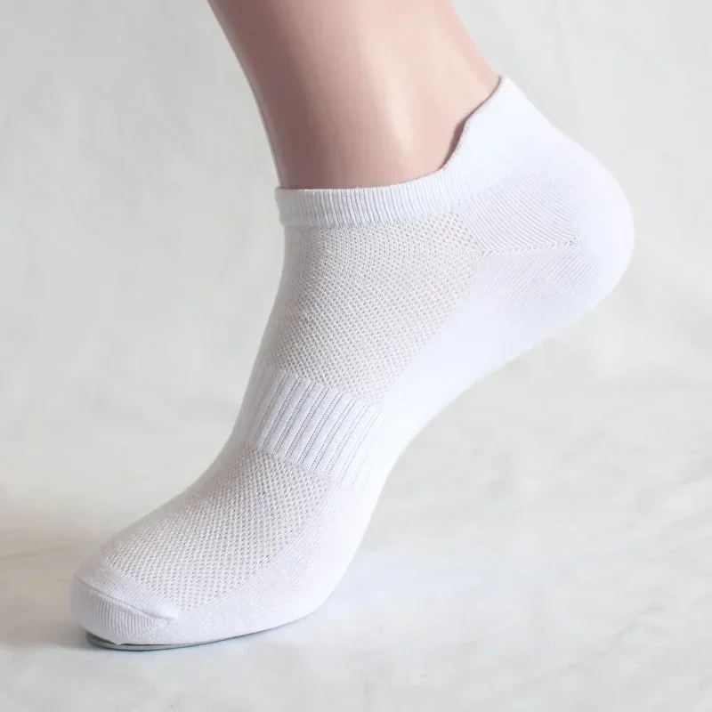 6 Pairs Men Socks New Plus Size Sports Ear Mesh Spot Student Running Solid Color Cotton Boat Ankle Socks