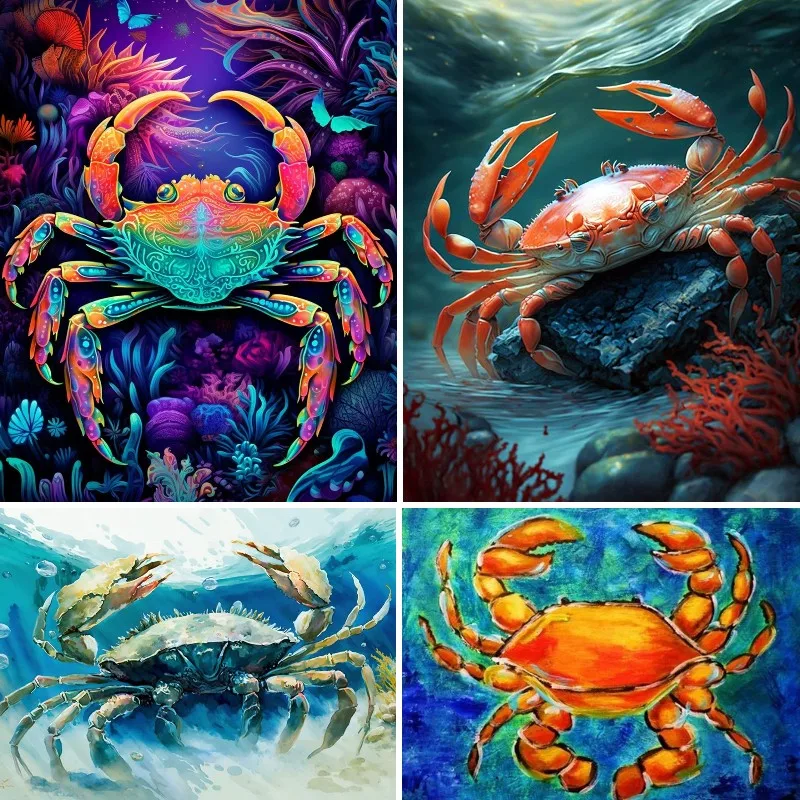 Crabs Diamond Painting Cancer Constellation,Gift for Fisherman,5D DIY Diamond Dots Paintings By Numbers for Beginner, Full Drill