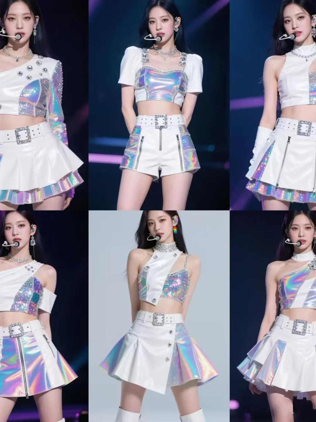 White Gradient Splicing Stage Performance Costume Women's Ensemble Dance Outfit Business Show Performance Clothes