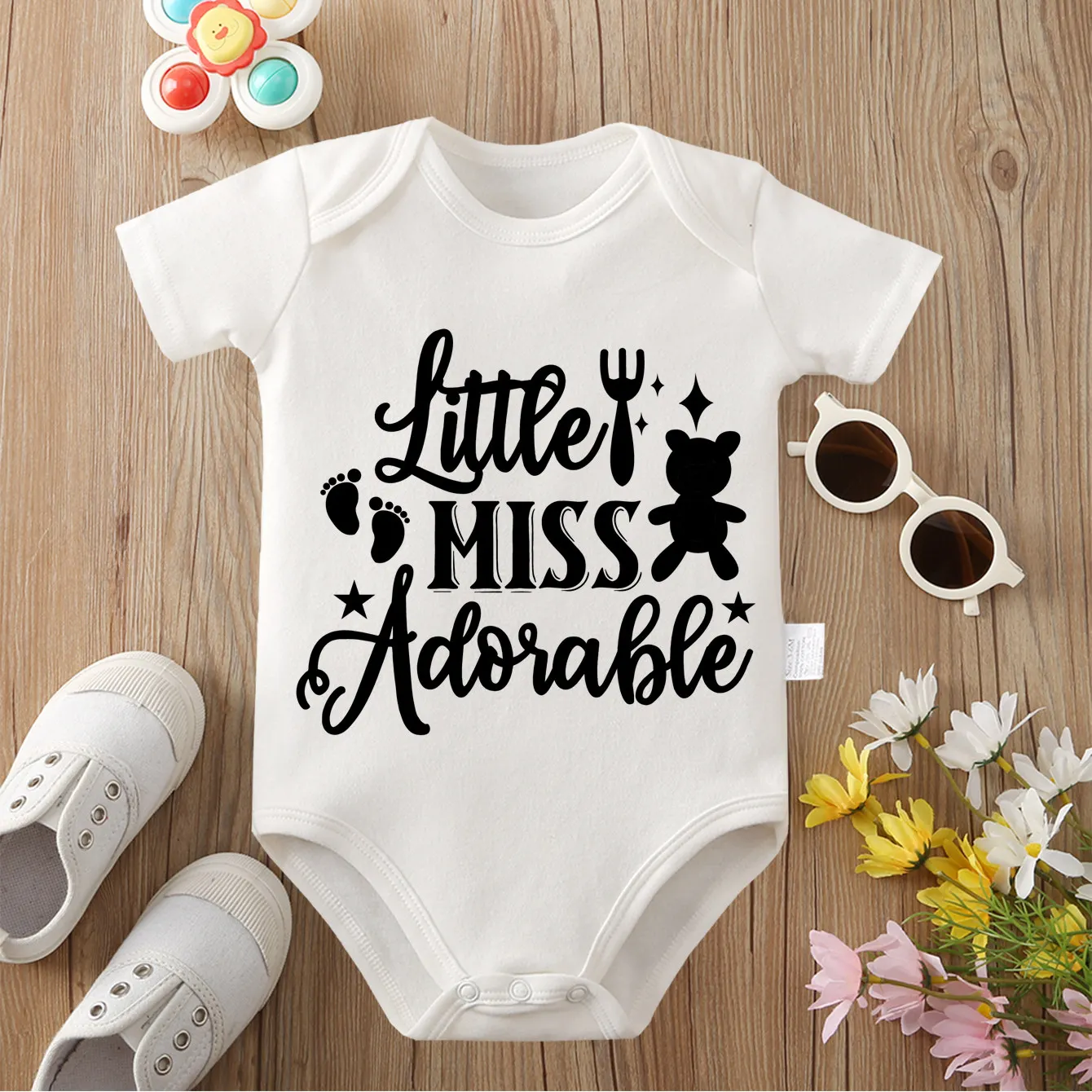 

Little Miss Adoiable Print Cloths 100% Cotton Comfortable Onesie Bodysuit for Baby Jumpsuit for 0 To 12 Months Newborn