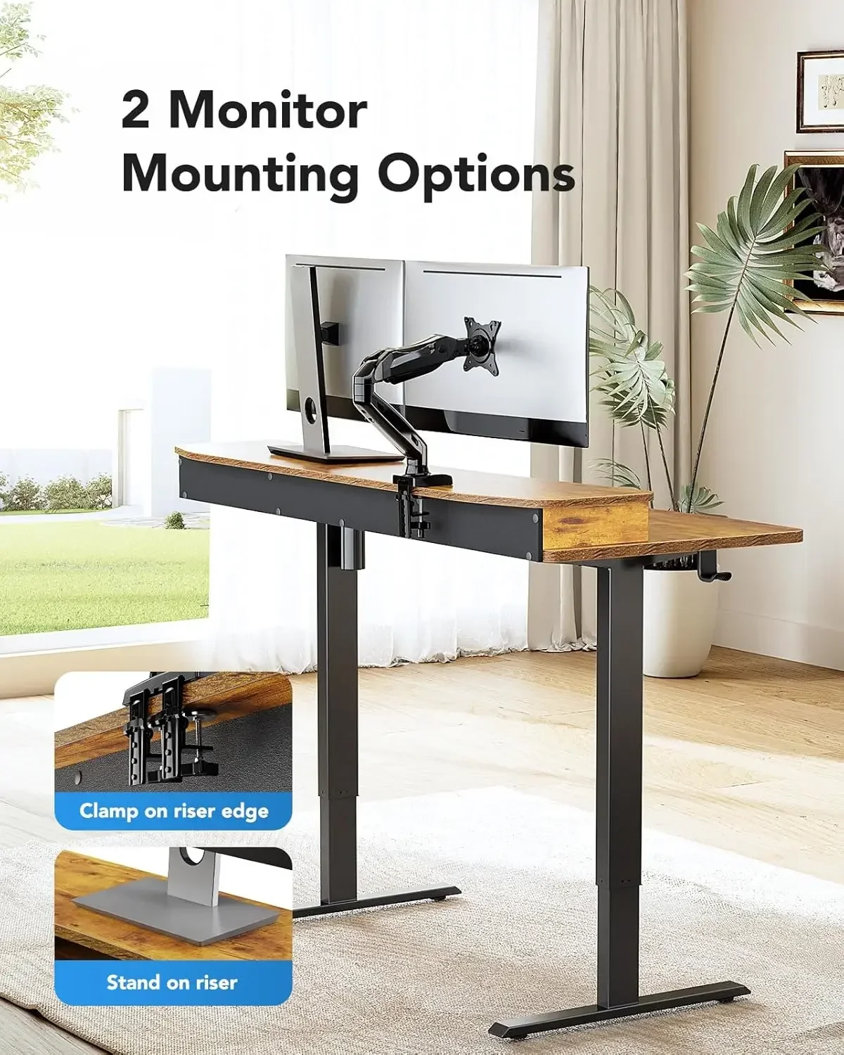 48″ x 24″ Electric Standing Desk with 2 Drawers, C-Clamp Mount Compatible, Height Adjustable Computer Desk