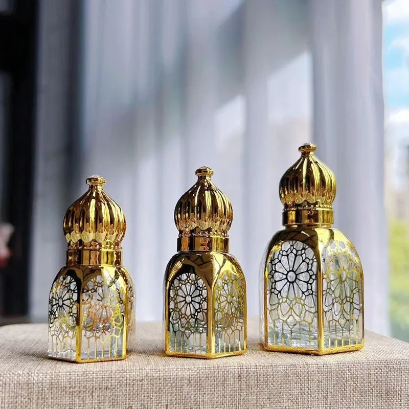

3/6/12ML Golden Roller Bottles Essential Oil Empty Refillable Perfume Bottle Glass Roll-on Bottle Sample Vials Liquid Container