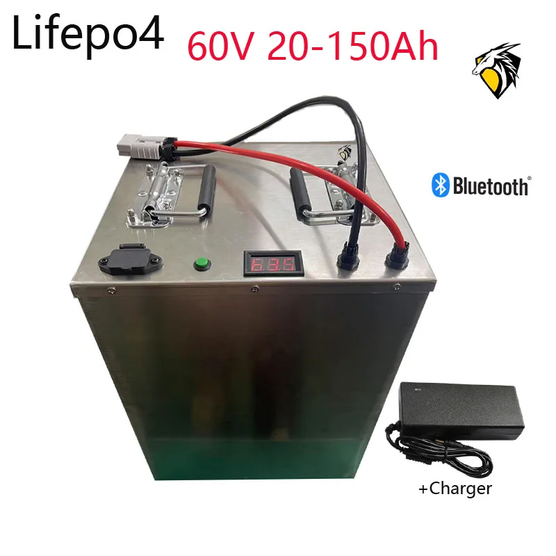 

100Ah 60V 60Ah 80Ah 30Ah 60V 40Ah 150Ah 120Ah lifepo4 Lithium battery with Bluetooth APP BMS for Scooter boat + charger